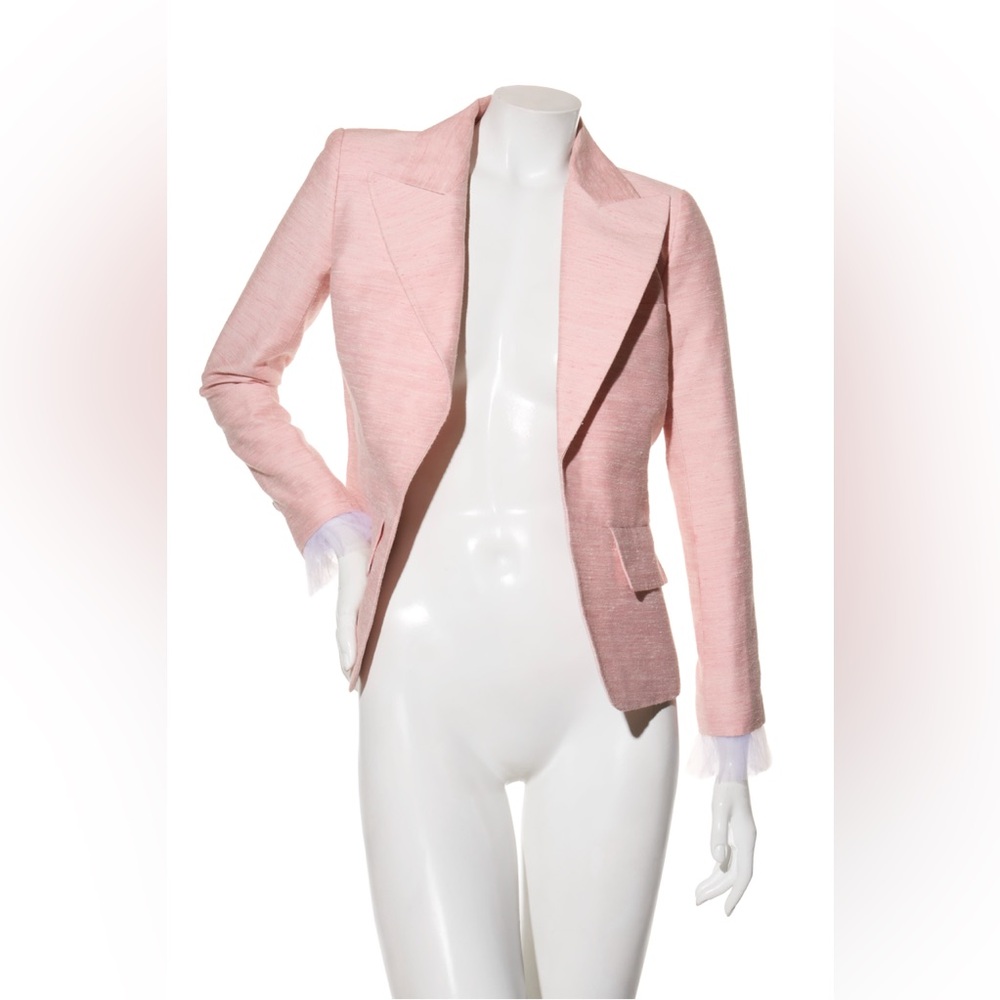 Chanel Pink Silk Blazer Jacket Spring/Summer 2017 Collection Size 36